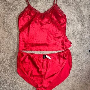 NEW Victoria's Secret XL satin cami matching high-waist panty set lace pajamas